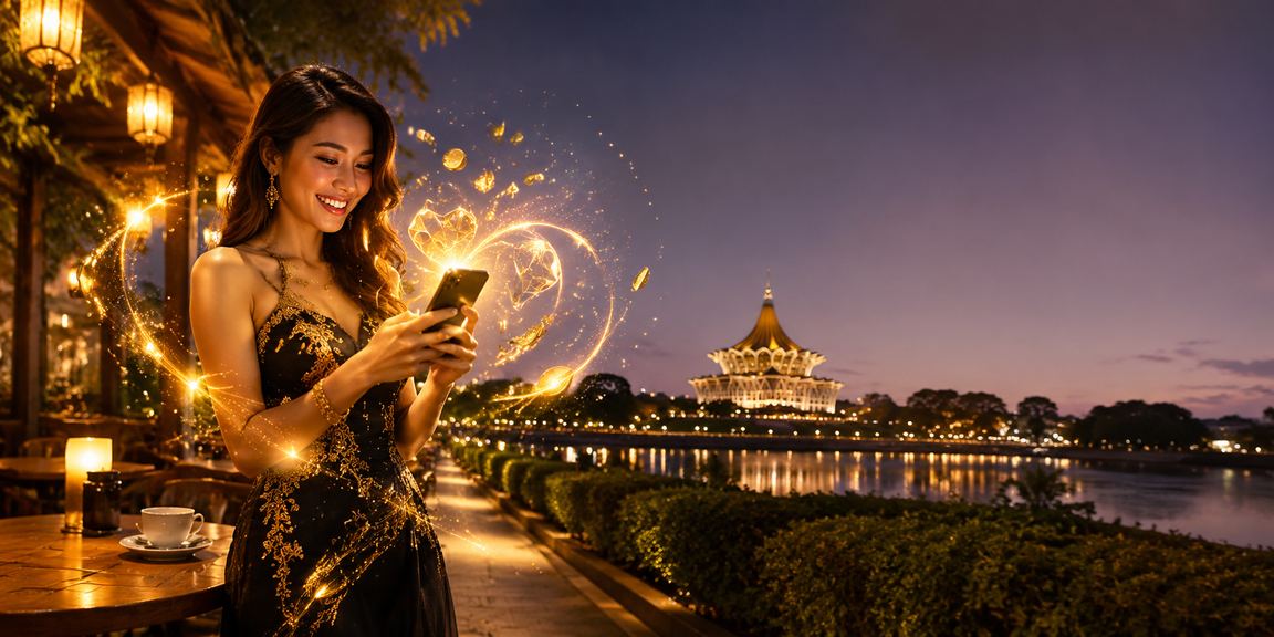 Pengguna mengakses platform kasino mudah alih bergaya Melayu di Kuching Sarawak